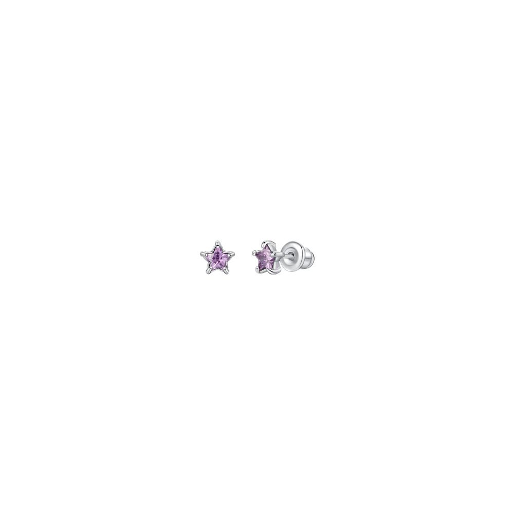 Luca Barra Orecchini Acciaio Stella Viola 6 mm