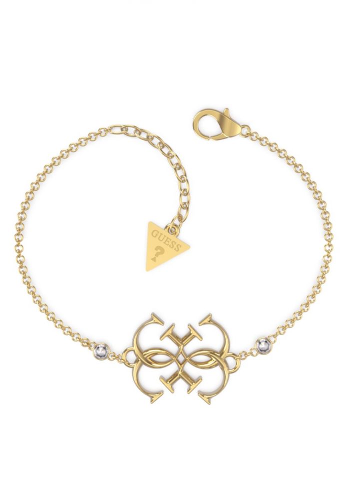 Guess Bracciale Acciaio Gold Logo 4G e Cristalli