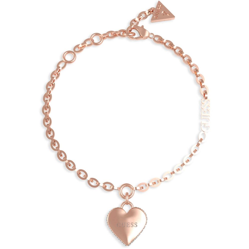 Guess Bracciale Donna Acciaio Rosè con Cuore
