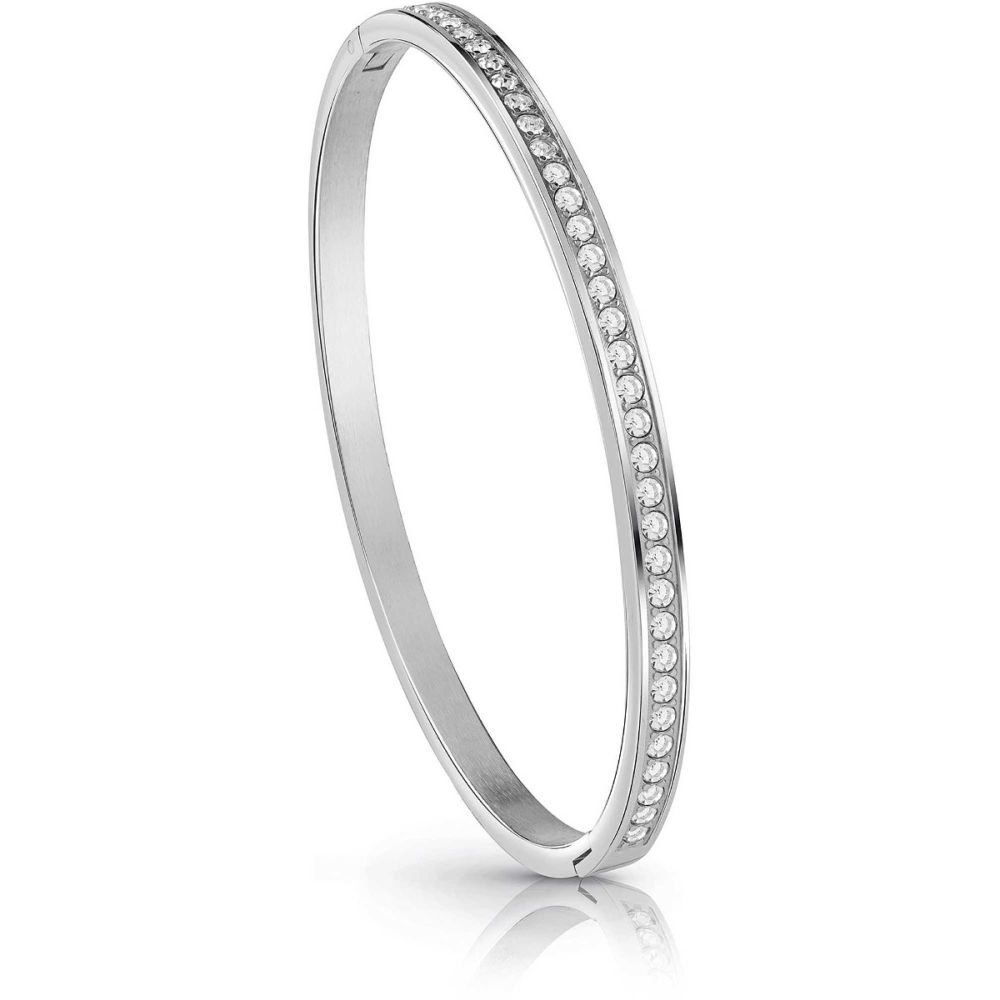 Guess Bracciale Rigido Donna Acciaio Cristalli Bianchi