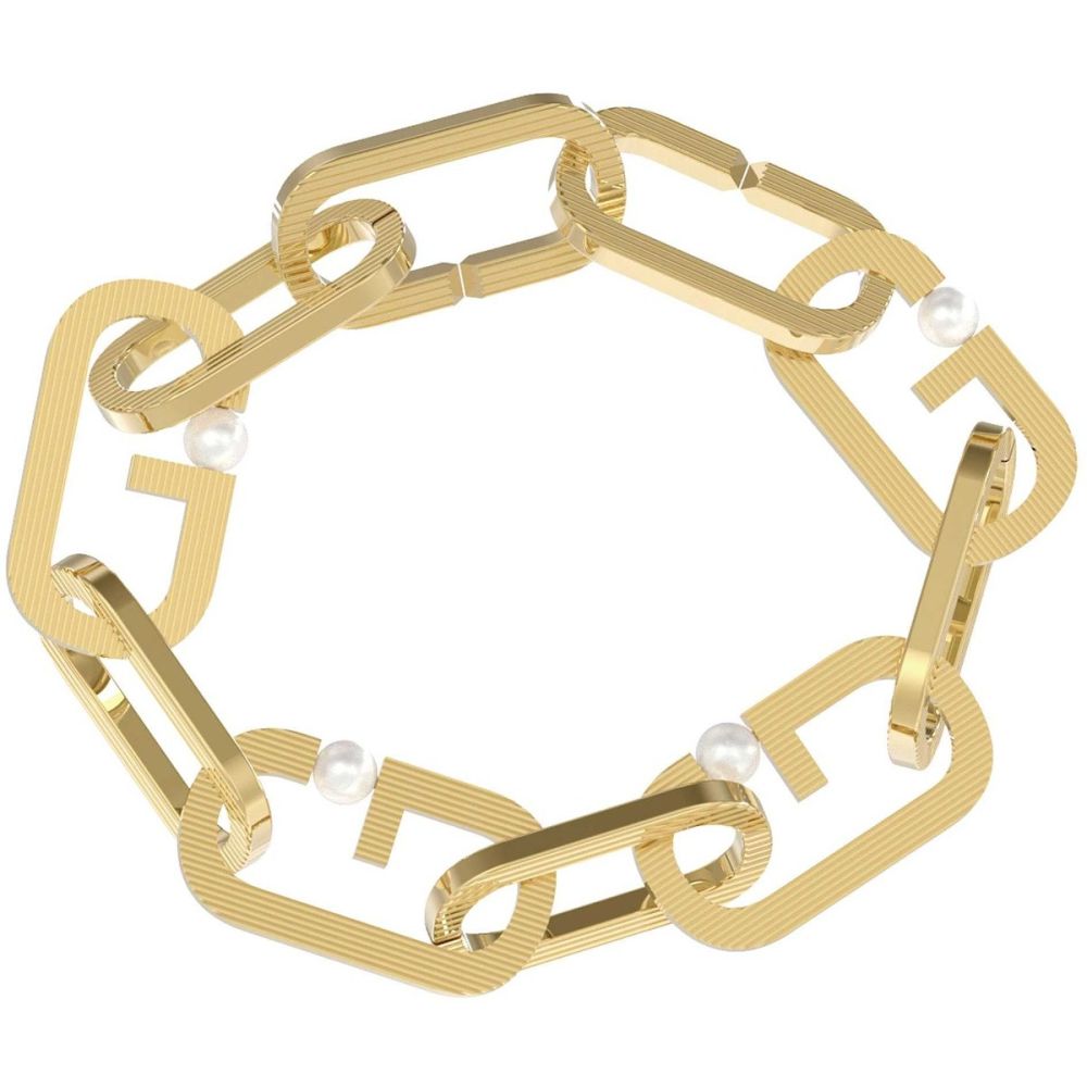 Guess Bracciale Maglia Ovale Rigata Acciaio Gold