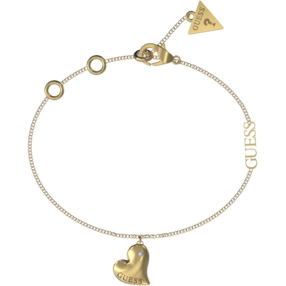 Guess Bracciale Donna Acciaio Gold Cuore e Scritta Guess