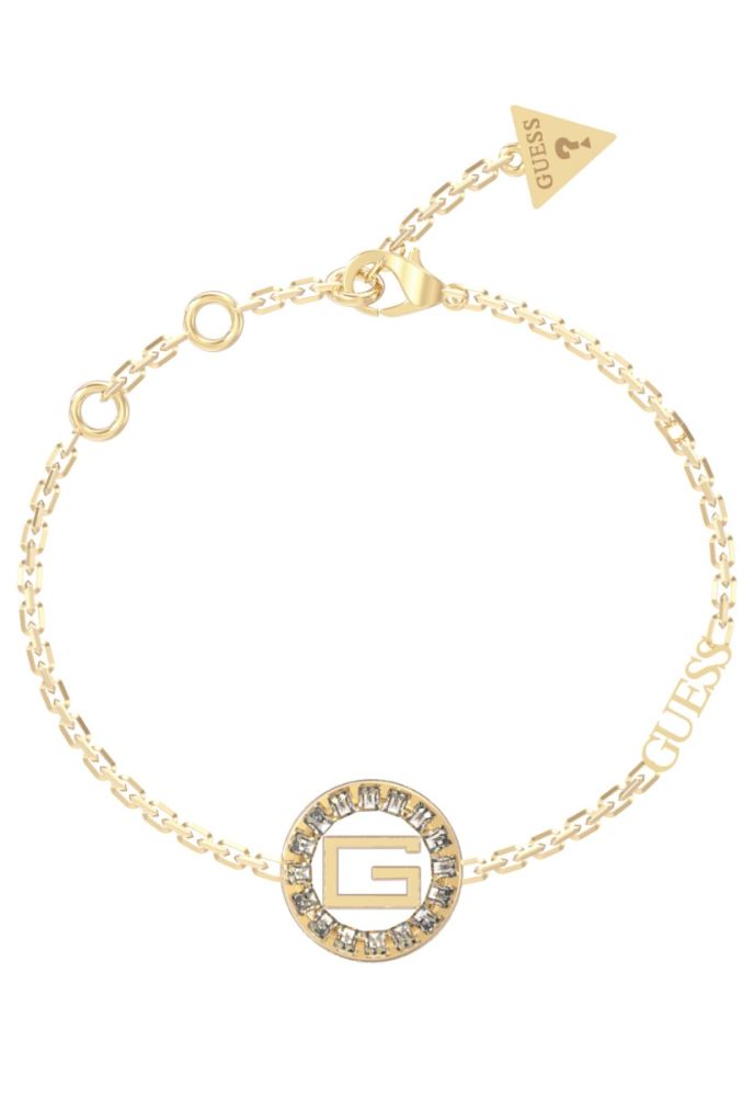 Guess Bracciale Acciaio Gold e Cristalli Bianchi