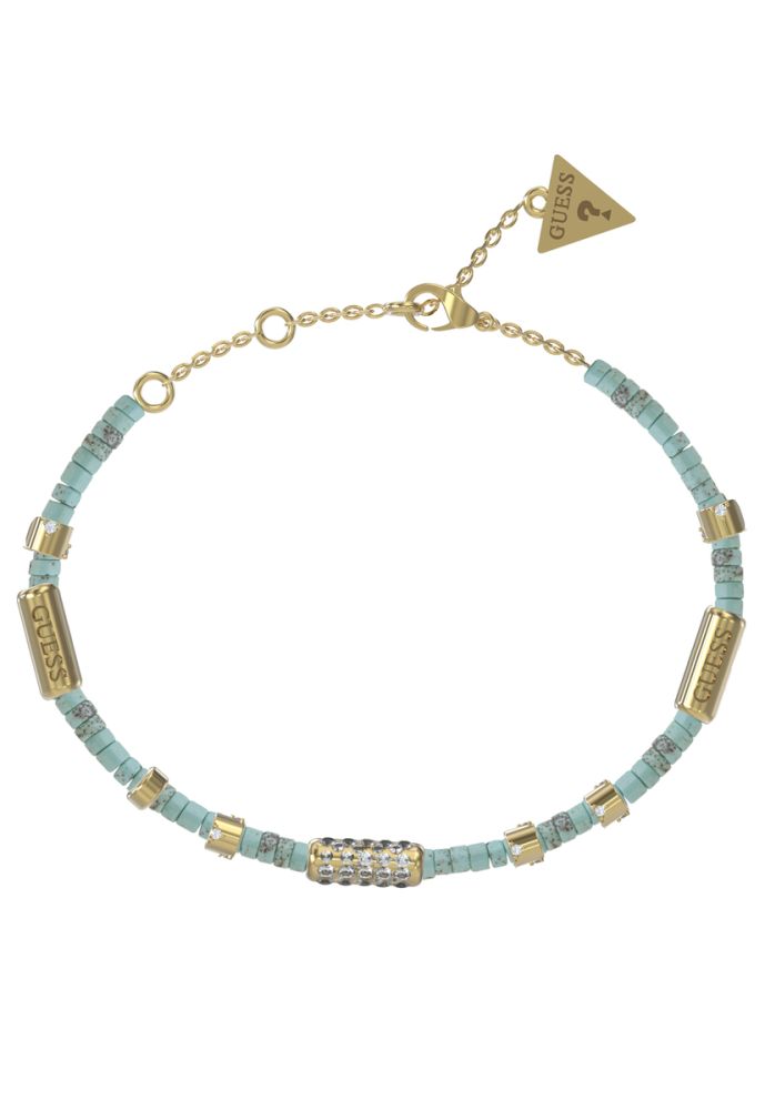 Guess Bracciale Acciaio Gold Aulite Turchese