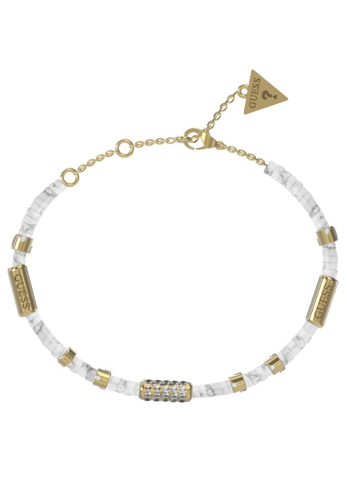 Guess Bracciale Acciaio Gold Aulite Bianca