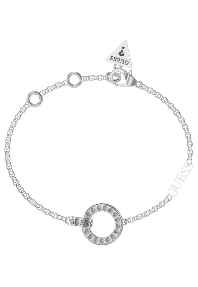 Guess Bracciale Acciaio Elemento Tondo e Scritta Guess