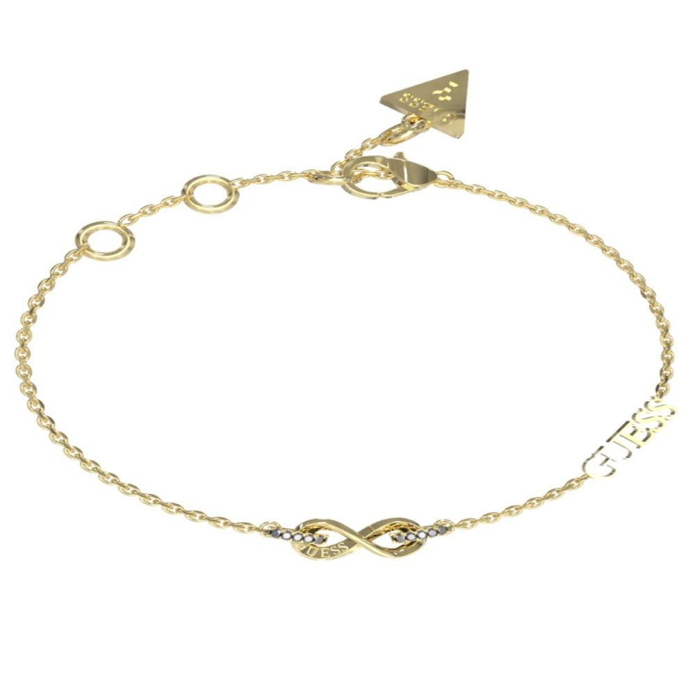 Guess Bracciale Acciaio Gold Infinito e Zirconi Bianchi