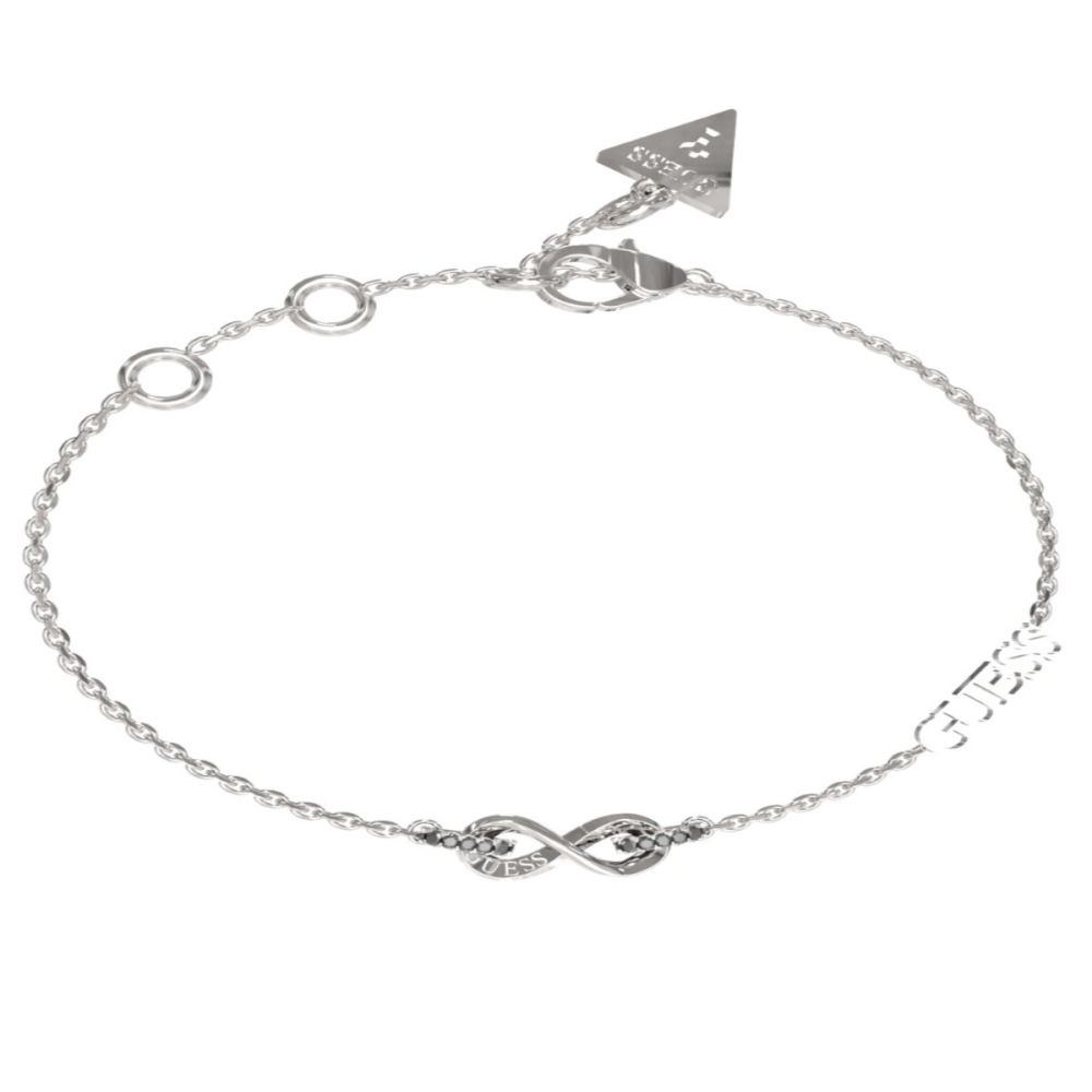 Guess Bracciale Acciaio Infinito e Zirconi Bianchi