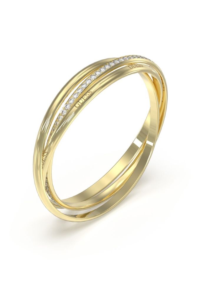 Guess Bracciale Rigido Acciaio Dorato con Cristalli
