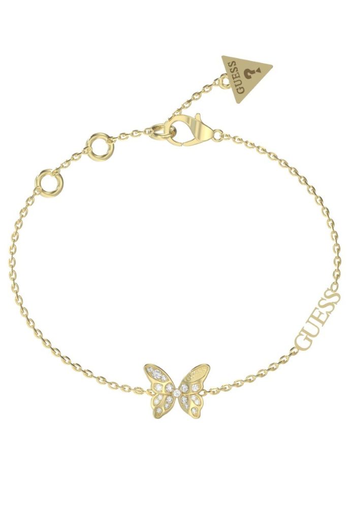 Guess Bracciale Acciaio Dorato con Farfalla