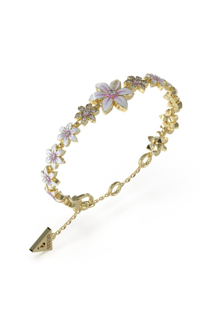 Guess Bracciale Acciaio Dorato con Fiori