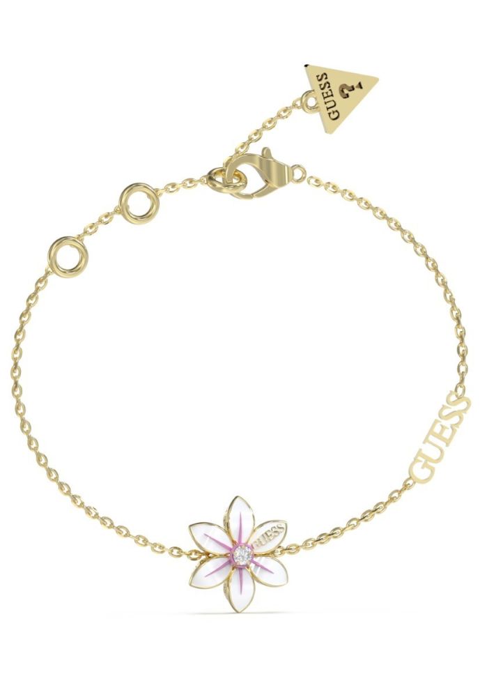 Guess Bracciale Acciaio Dorato con Fiore