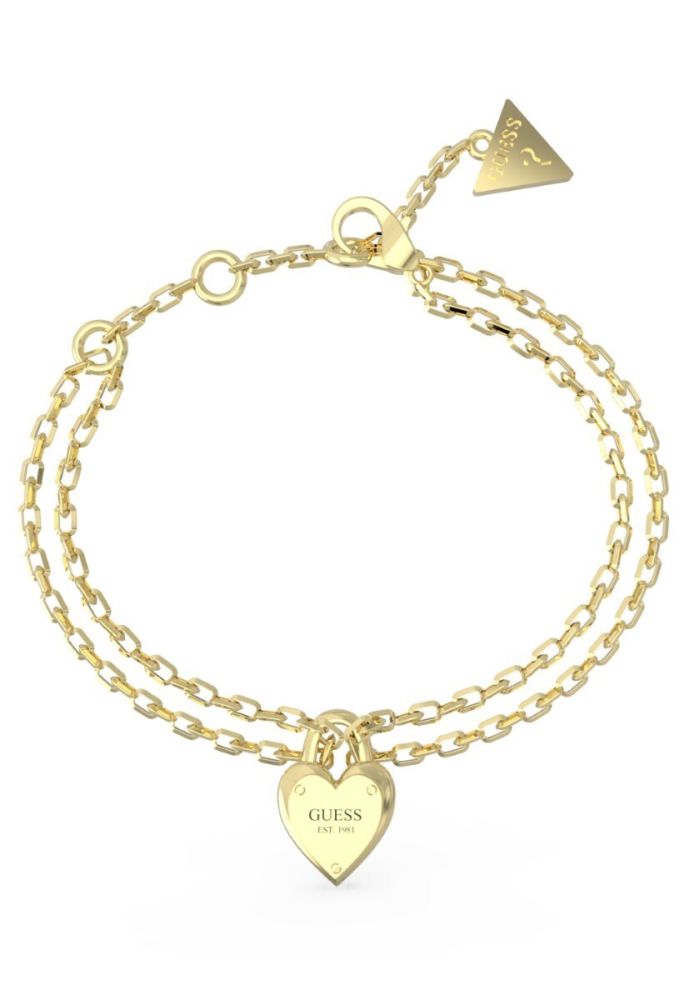 Guess Bracciale 2 FIli Acciaio Dorato con Cuore