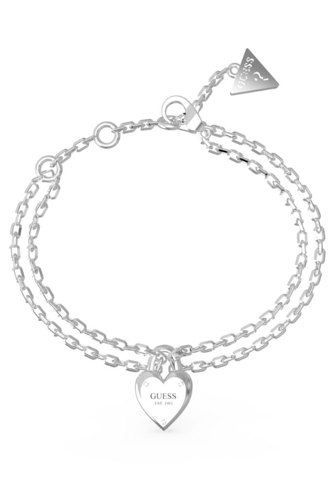 Guess Bracciale 2 FIli Acciaio con Cuore