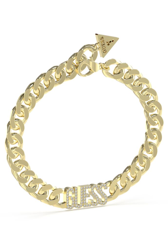 Guess Bracciale Acciaio Dorato Catena Groumette