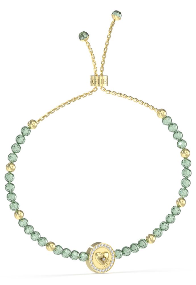 Guess Bracciale Acciaio Gold Sfere Verdi