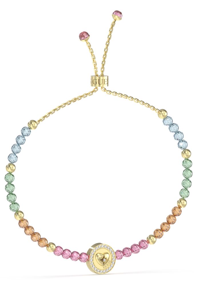 Guess Bracciale Acciaio Gold Sfere Multicolor