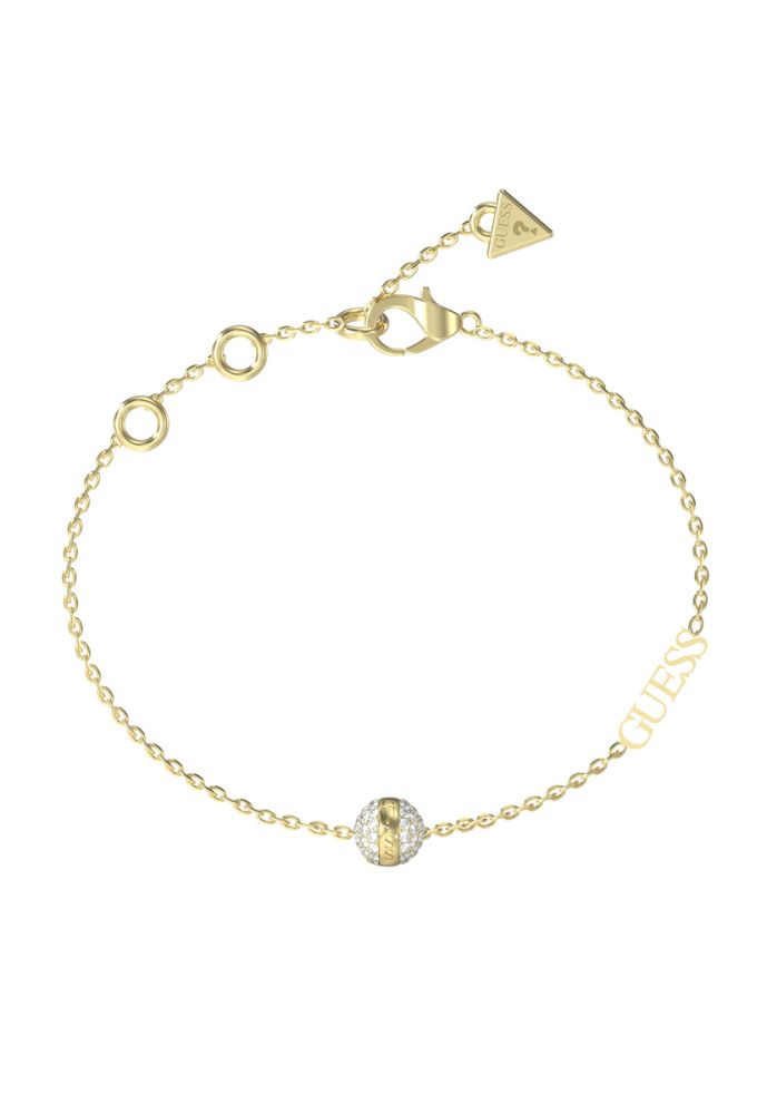 Guess Bracciale Acciaio Gold Cristallo Bianco