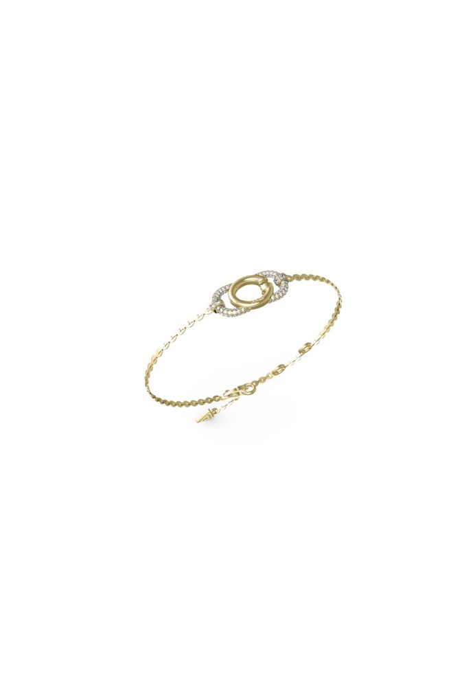 Guess Bracciale Acciaio Gold Logo G e Cristalli