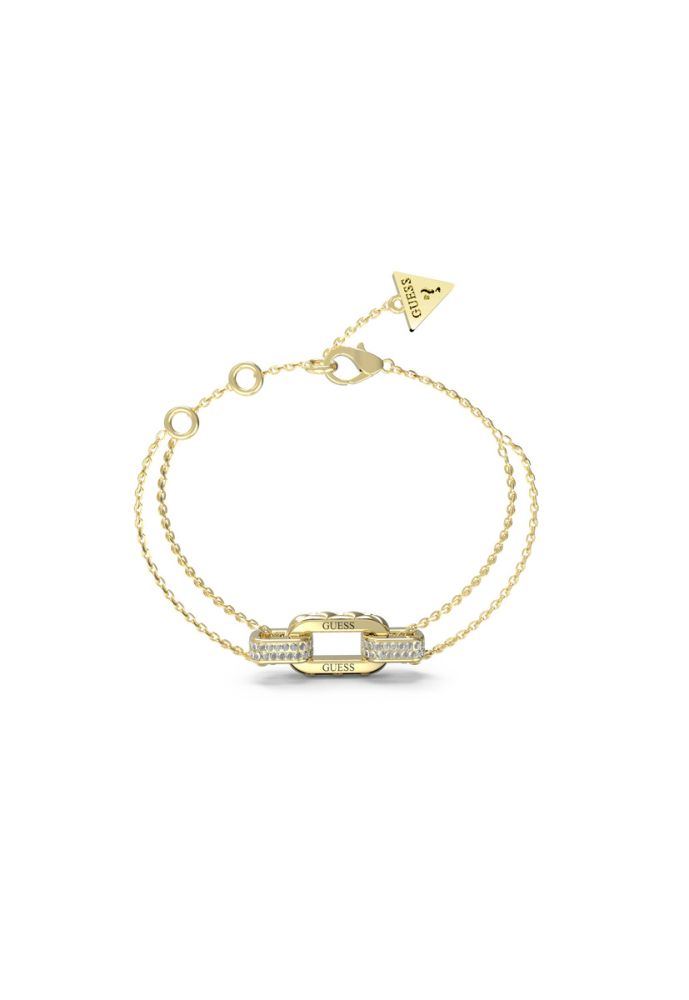 Guess Bracciale 2 Fili Acciaio Gold e Cristalli