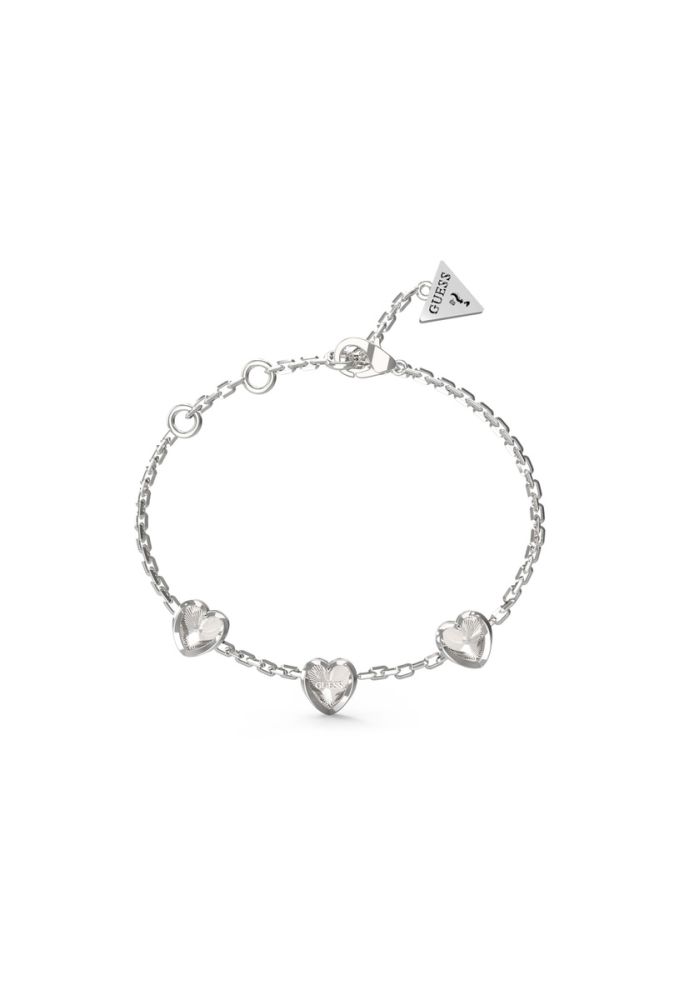 Guess Bracciale Acciaio Catena con 3 Cuori