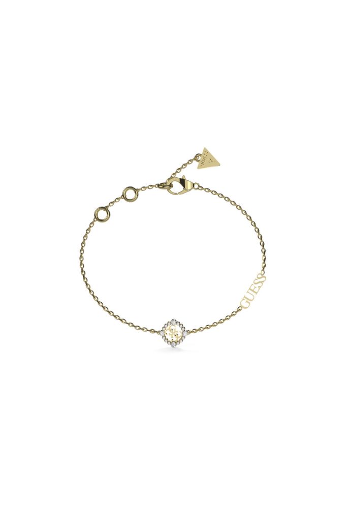 Guess Bracciale Acciaio Gold Logo 4G e Cristalli