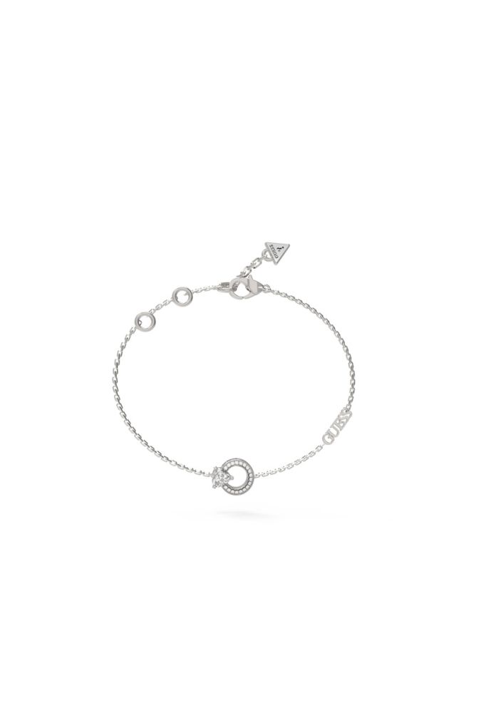 Guess Bracciale Acciaio Cristallo Cuore Bianco