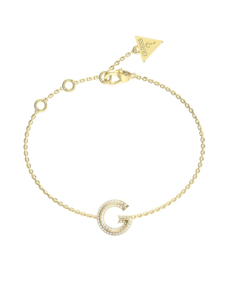 Guess Bracciale Acciaio Gold Lettera G Zirconata
