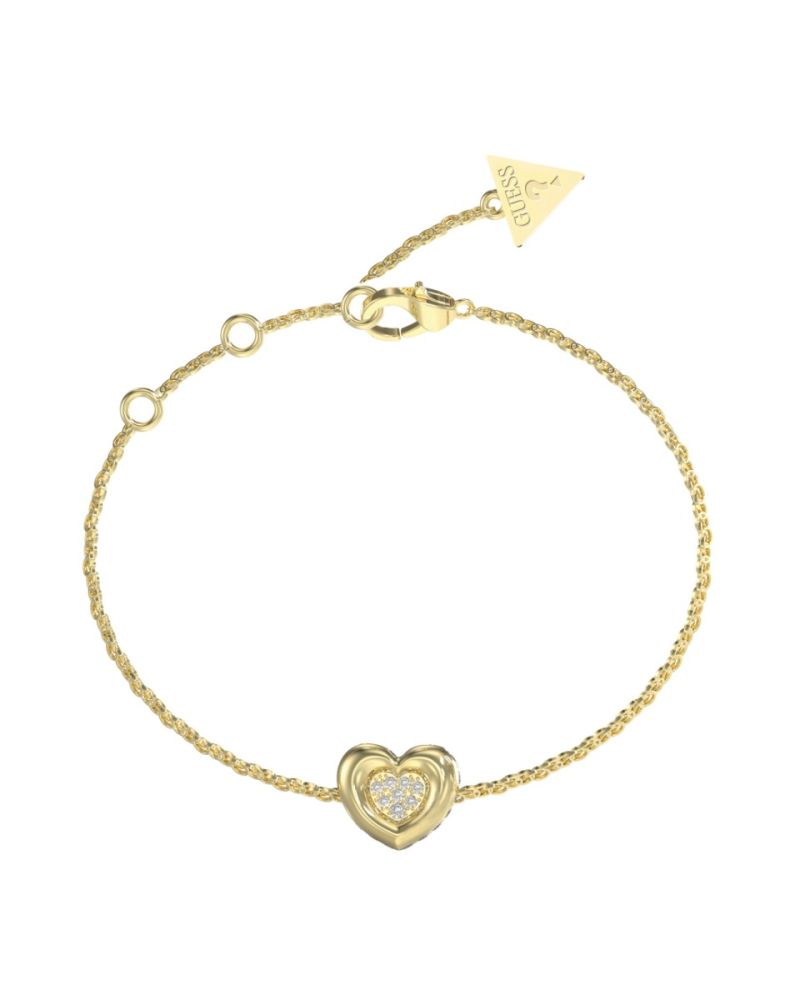 Guess Bracciale Acciaio Gold Cuore Zirconato