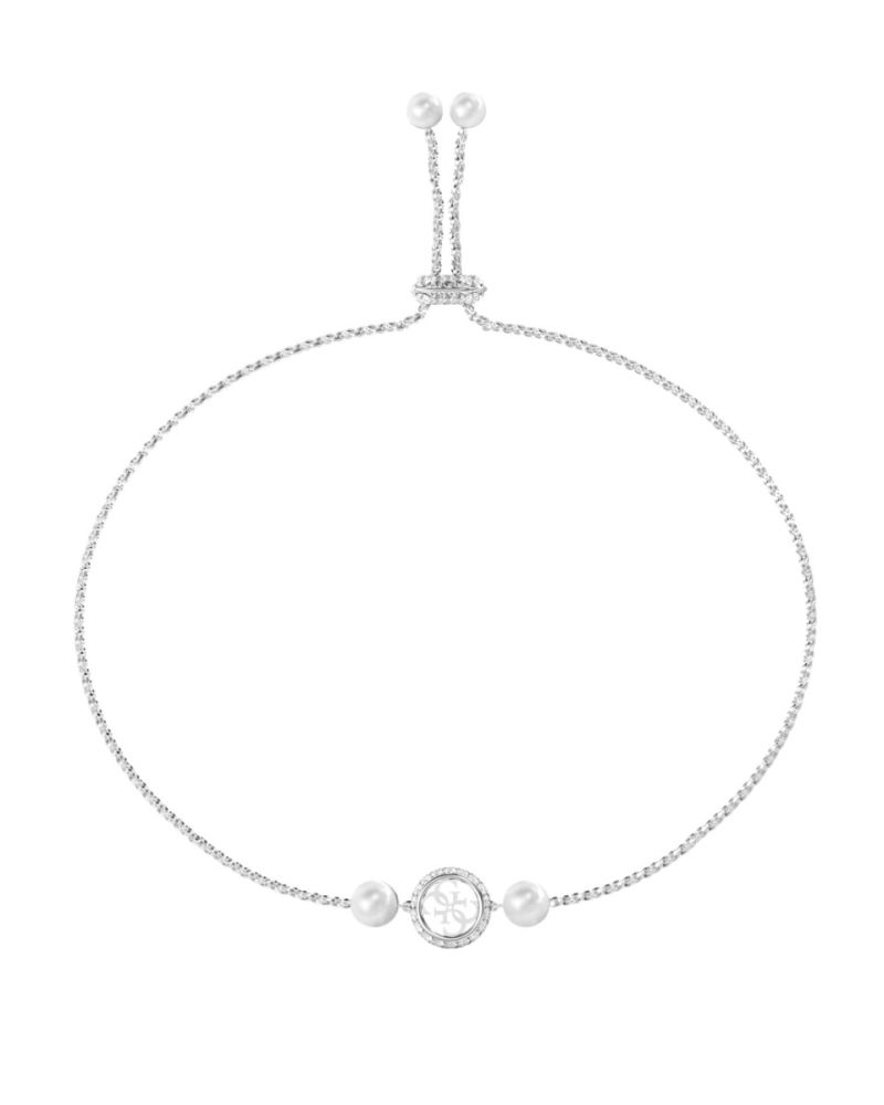 Guess Bracciale Acciaio Perle e Logo 4G