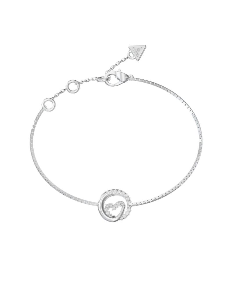 Guess Bracciale Acciaio Cuore con Zirconi