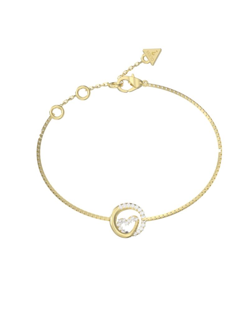Guess Bracciale Acciaio Gold Cuore con Zirconi
