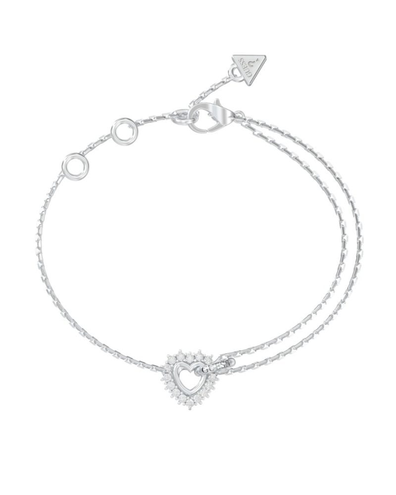 Guess Bracciale Acciaio Cuore con Zirconi