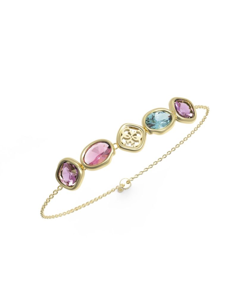 Guess Bracciale Acciaio Gold Cristalli Multicolor e 4G