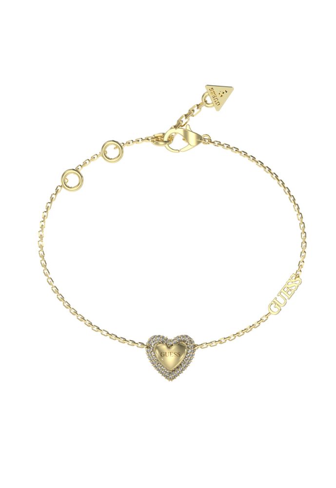Guess Bracciale Acciaio Gold Cuore e Cristalli