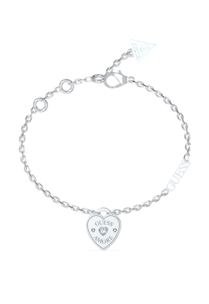 Guess Bracciale Acciaio Cuore con Cristallo
