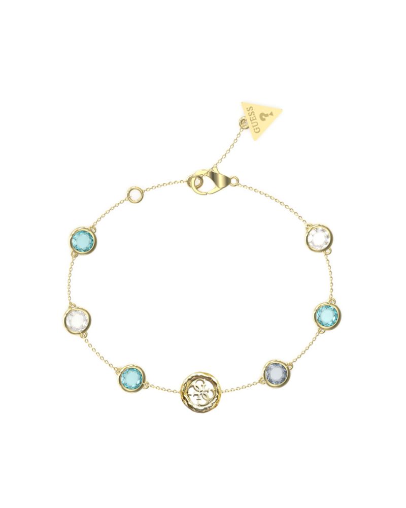 Guess Bracciale Acciaio Gold Logo 4G e Cristalli