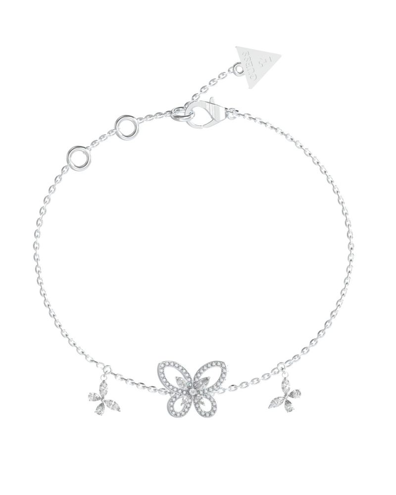 Guess Bracciale Acciaio Con Farfalle Zirconate