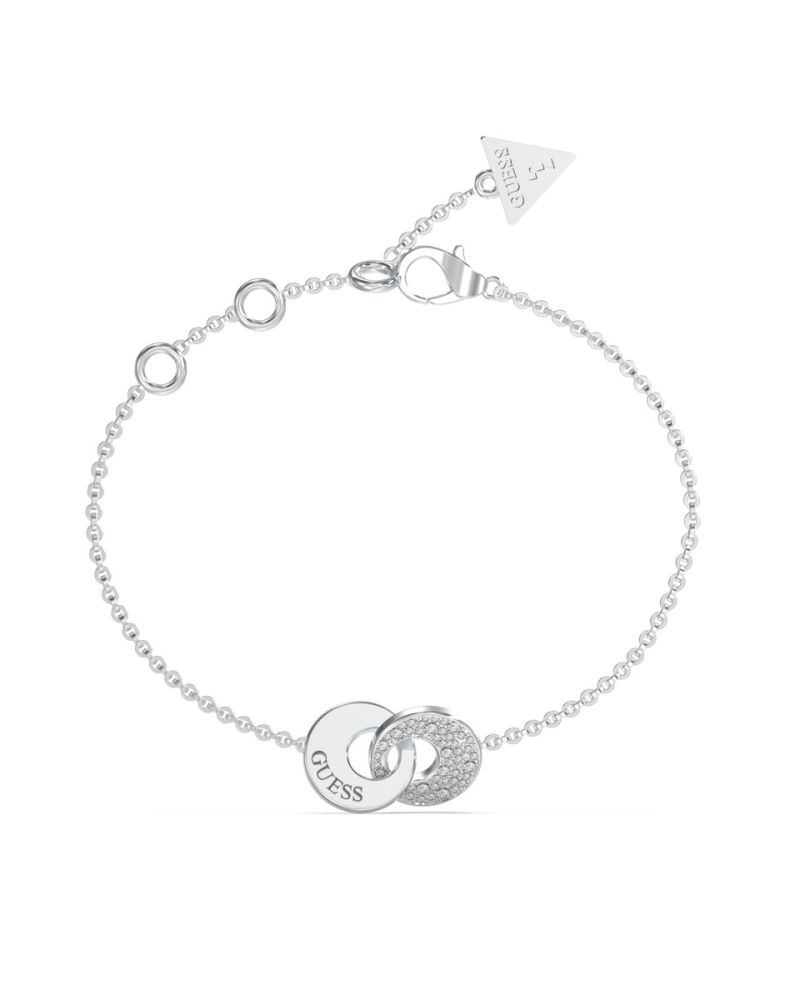Guess Bracciale Acciaio Cerchi Intrecciati e Zirconi