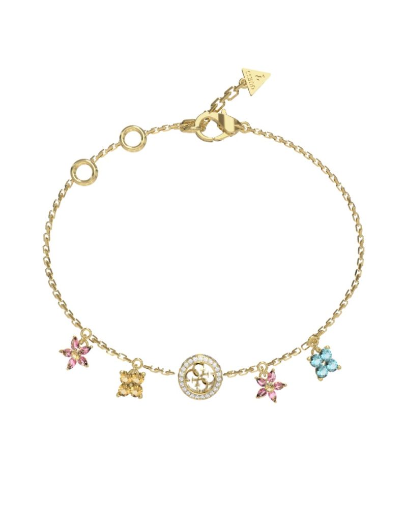 Guess Bracciale Acciaio Gold Fiori Multicolor