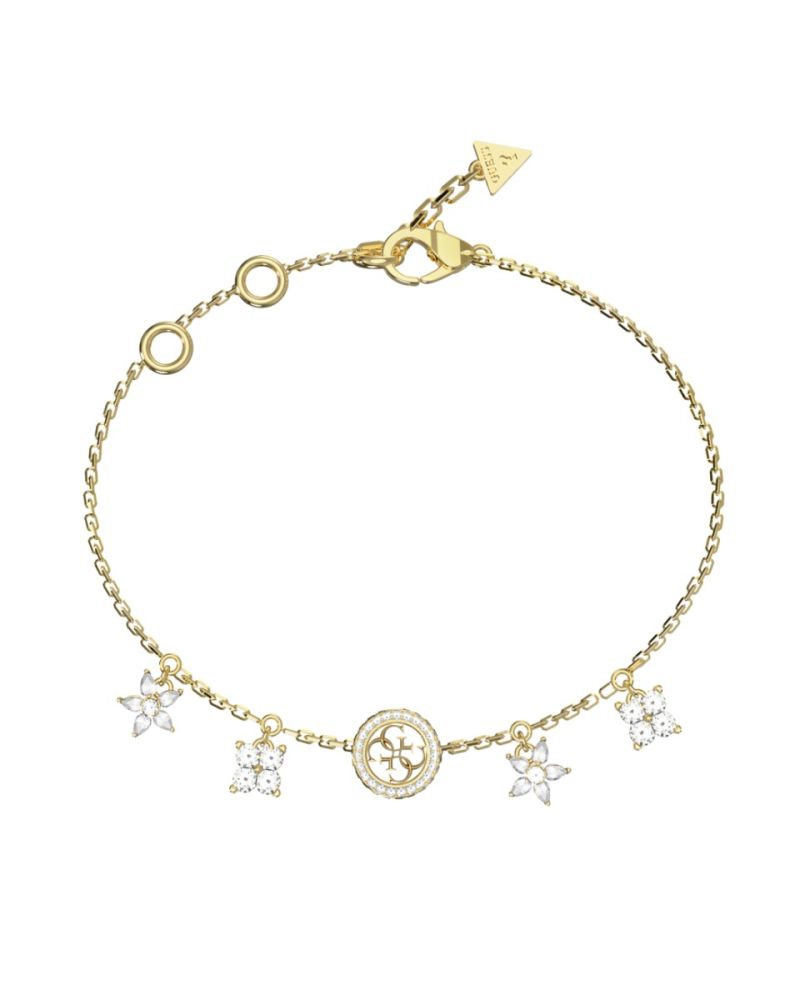 Guess Bracciale Acciaio Gold Fiori Bianchi