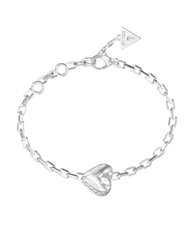 Guess Bracciale Acciaio con Cuore e Zirconi