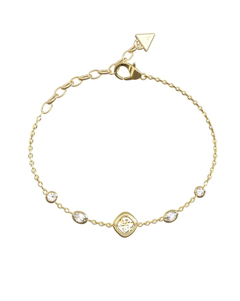 Guess Bracciale Acciaio Gold Logo 4G e Zirconi 