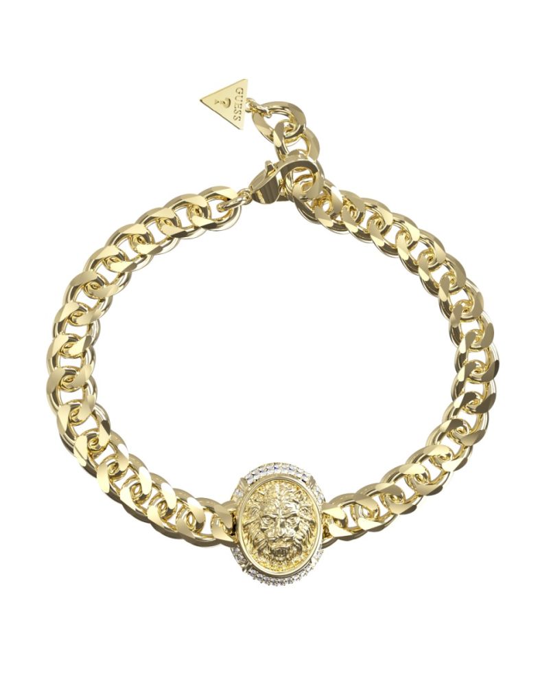 Guess Bracciale Acciaio Gold con Leone