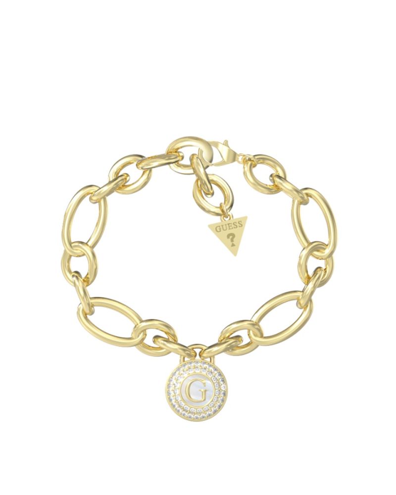 Guess Bracciale Acciaio Gold Lucchetto con Zirconi
