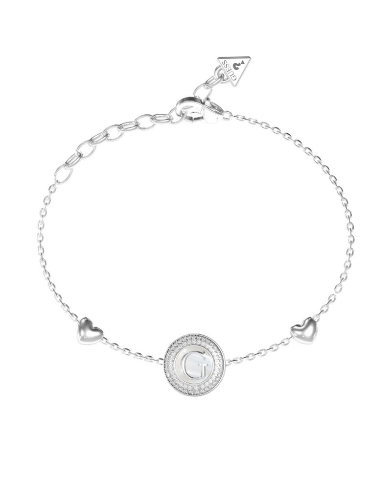 Guess Bracciale Acciaio Logo e Cuori