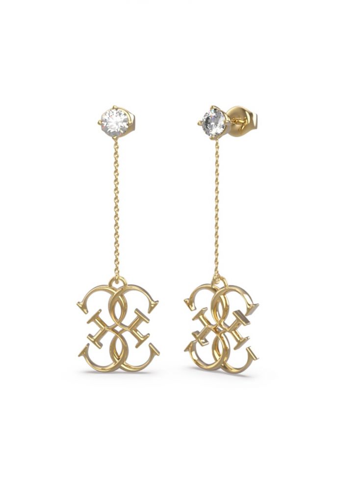Guess Orecchini Pendenti Acciaio Gold Logo 4G