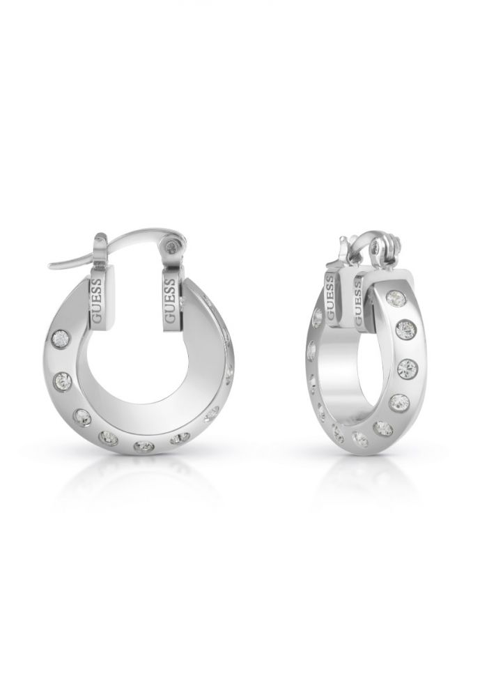 Guess Orecchini Cerchio Acciaio Torchon e Zirconi 18 mm