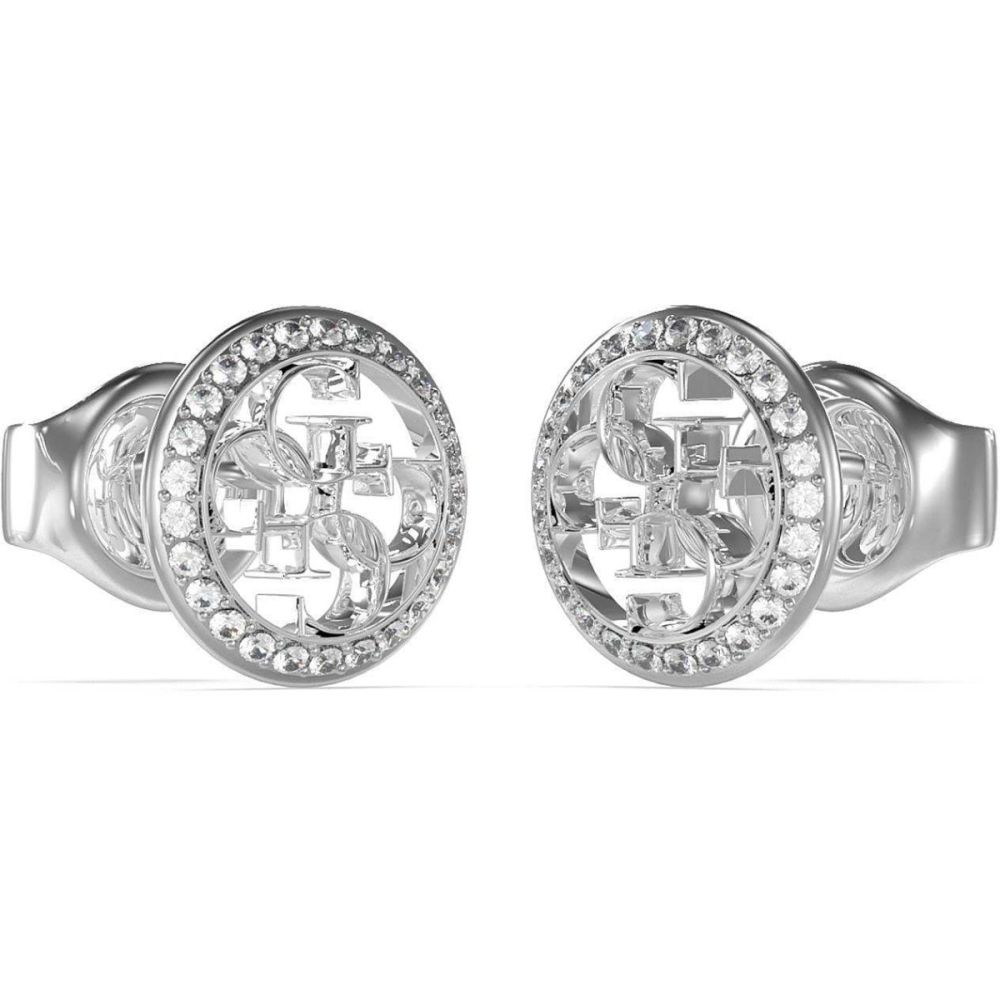 Guess Orecchini Lobo Acciaio Logo 4G e Cristalli