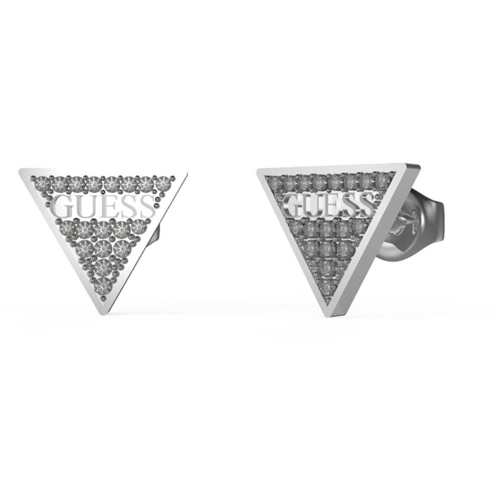 Guess Orecchini Triangolo Lobo Acciaio Cristalli Bianchi